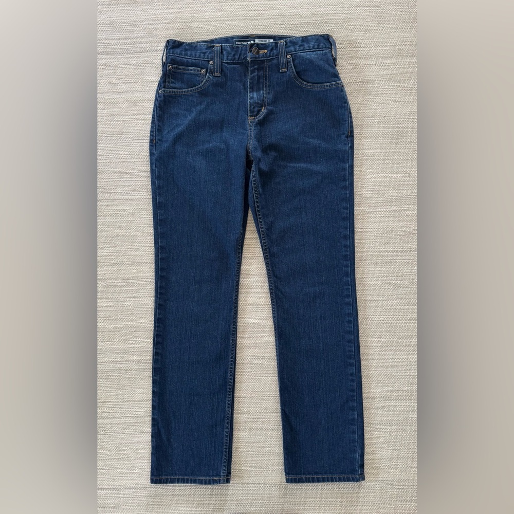 Carhartt rugged flex straight fit dark blue tapered jeans men’s 29x30